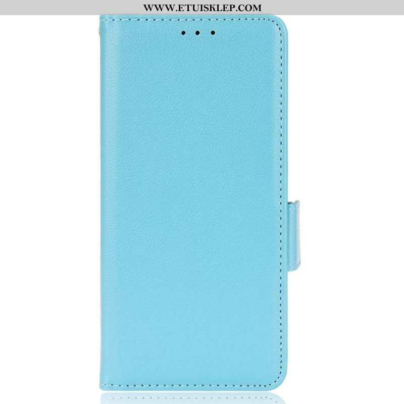 Etui Folio do Xiaomi Redmi Note 11 Pro Plus 5G Podwójne Zapięcie Ze Skóry Litchi